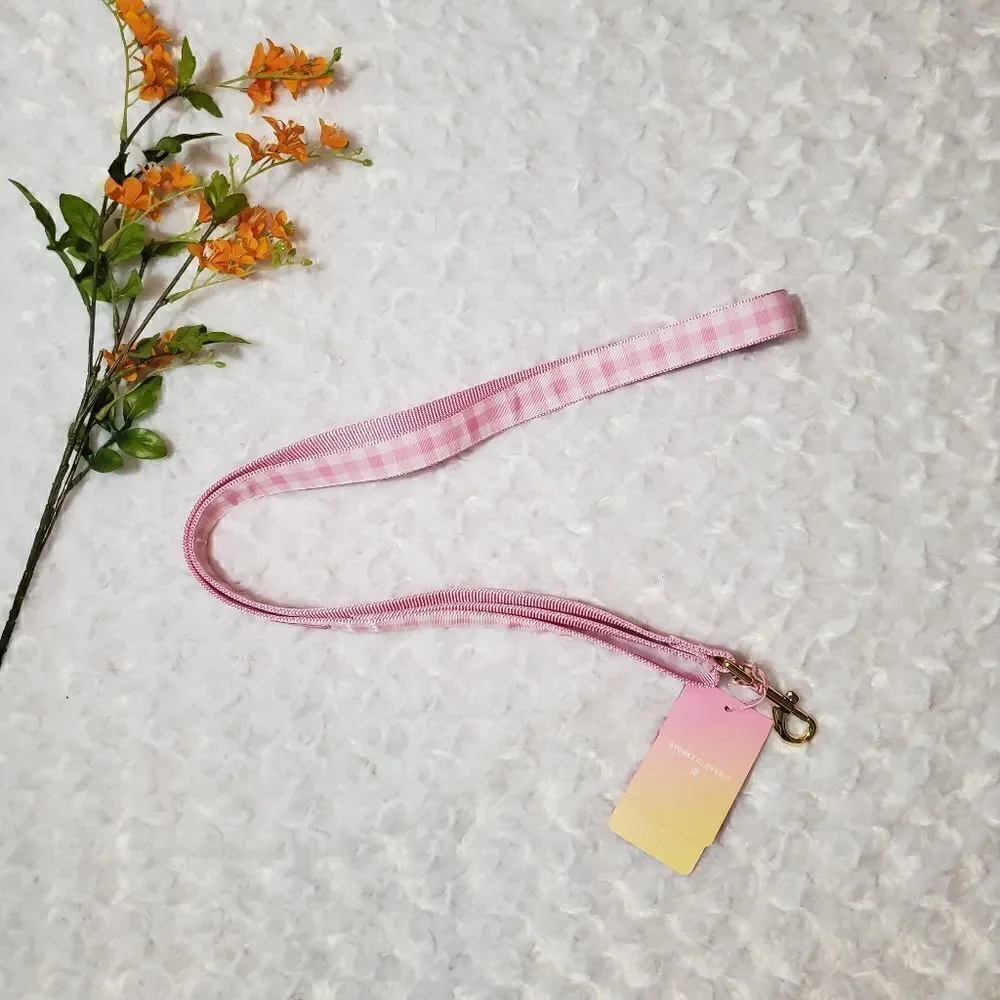 Stoney Clover Lane x Target light pink and white plaid 5' dog leash